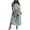 #0179-Light Blue, variant on Women's Maxi Dresses V Neck Short Sleeve Dresses Boho Vacation Style Lightweight Breathable Vintage Floral Print Side Slit Loose Fit Dresses Gift