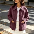 thumbnail image 2 of Busydd Suede Jackets for Women with Pockets Fashion Solid Color Button Down Fall Jackets Casual Comfortable Long Sleeve Lapel Jackets, 2 of 10