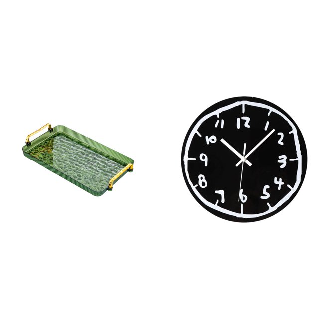 Plato De Postre Minimalista Moderno, Bandeja De Mesa De Centro Con Asa Y Reloj De Pared Acrílico Decorativo. Reloj De Diseño Silencioso, Ideal Para Comedor, Dormitorio, Fiesta De