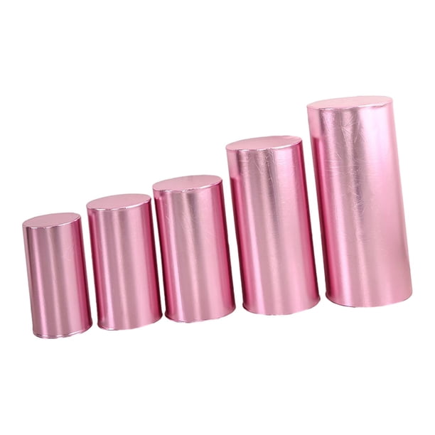 5 cubiertas de base cilíndricas, cubiertas de base cilíndricas, soporte de tela para mesa de postres Rosa