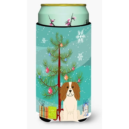 

Carolines Treasures BB4183TBC Merry Christmas Tree Cavalier Spaniel Tall Boy Beverage Insulator Hugger Tall Boy