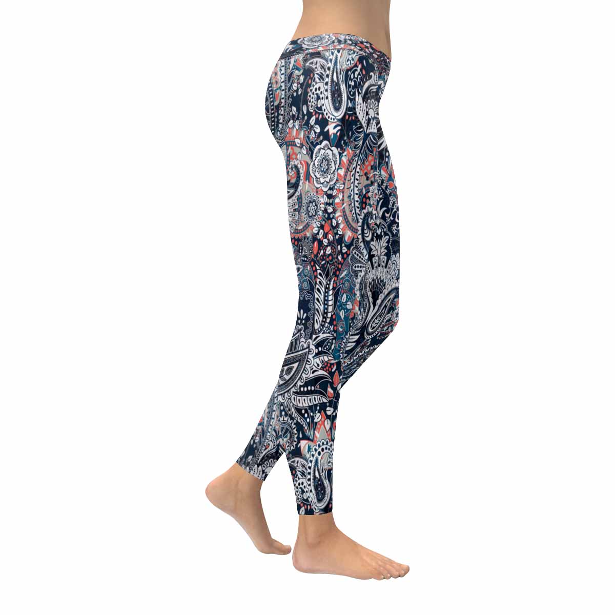SUNENAT Colorful Paisley Indian Floral Women's Capri Leggings Stretchy  Skinny Yoga Pants M 
