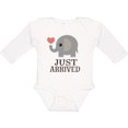 thumbnail image 3 of Inktastic Just Arrived Baby Elephant Boys or Girls Long Sleeve Baby Bodysuit, 3 of 5
