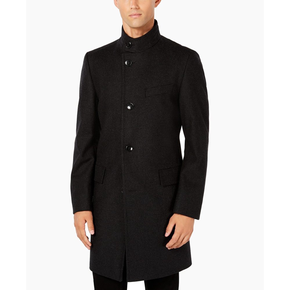 Hugo Boss Mens Coat Plaid Print Button Up Trench Wool 44R Walmart