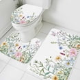 thumbnail image 3 of Spring Floral Bath Mat 3 Piece Bathroom Rug Set, Wildflowers Herbs Summer Botanical Non Slip Bath Rug Contour Mat and Toilet Lid Cover, Absorbent Shower Mats Soft Bath Rugs and Mats Sets, 3 of 8