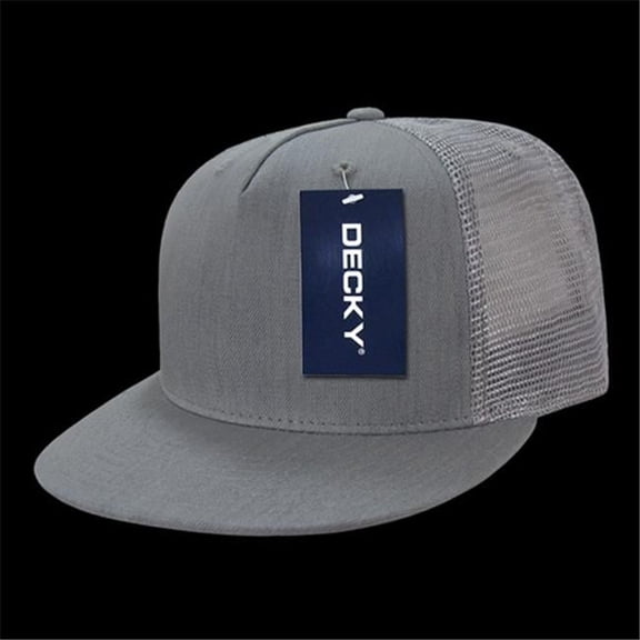 Decky 5 Panel Denim Trucker Hats - Grey
