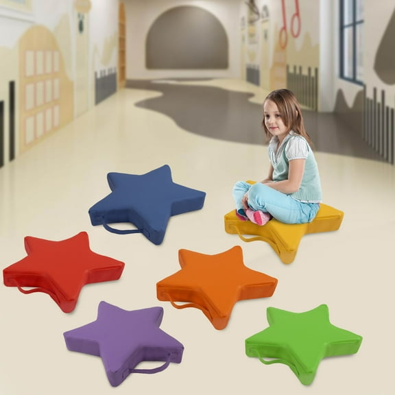 6Pcs Stars Floor Cushions for Classroom Soft Colored Seating Cushions Kids Cushions 15*15*2.95in