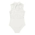 thumbnail image 4 of Oyolan Kids Girls Ballet Dance Gymnastics Leotard Bodysuit Turtle Neck Lace Back Sleeveless Jumpsuit Ivory 3XL, 4 of 7
