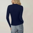 thumbnail image 4 of Women's Slim Sweater Long Sleeve Crewneck Button Down Solid Knitted Cardigan Tops Navy M, 4 of 4