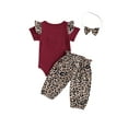 thumbnail image 2 of Kiapeise 3Pcs Newborn Girl Short Sleeve Romper + Leopard Pants + Headband, 2 of 6
