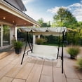 thumbnail image 2 of Northlight 3-Seater Outdoor Patio Swing with Adjustable Canopy - Cream, 2 of 4