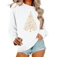thumbnail image 3 of VKOYWKM Christmas Tree Print Sweatshirts for Women Christmas Sweatshirt Fleece Long Sleeve Crewneck Pullover Tops Holiday Gifts Oversized Sweatshirt, 3 of 7
