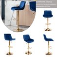 thumbnail image 2 of 24-32 Inch Velvet Bar Stools, Counter Height Adjustable Swivel Barstools High Bar Chairs with Back & Golden Metal Base, Simple Bar Stool with Footrest for Home Kitchen Island, Pub(Navy,Set of 8), 2 of 10