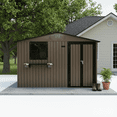 thumbnail image 2 of LuckyNote 10x8 FT Heavy Duty Metal Shed, Brown Black, Garden Storage with Window & Flower Rack, Lockable Double Doors, for Backyard, 2 of 14