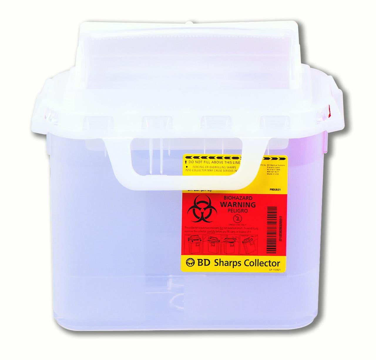 BD Sharps Container 1Piece 103/4 H X 103/4 W X 4D Inch 5.4 Quart