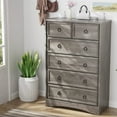 thumbnail image 5 of Holliwill Modern 6 Drawer Dresser, Tall Storage Cabinet Chest of Drawers for Bedroom Living Room Hallway, Gray, 5 of 12