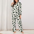 thumbnail image 2 of Fotbe Abstract Green Polka Dot Conjunto de Pijama de Manga Larga para Mujer con Estampado, Ropa de Dormir de 2 Piezas, Conjunto de Casa Suave y Cómodo con Bolsillos-XX-Large, 2 of 7