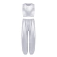 thumbnail image 3 of Haitryli Kids Shiny Jazz Disco Outfits Hip Hop Dance Shorts Sets Cheer Outfit for Competitions Ballet Silver 2-3, 3 of 5