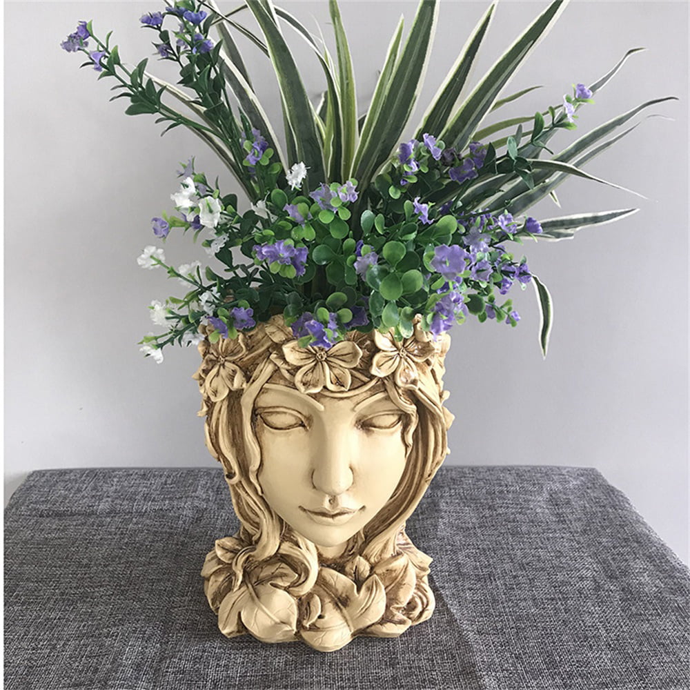 Resin Succulent Pot Creative Head Face Flower Plant Vase Home Garden Decor 