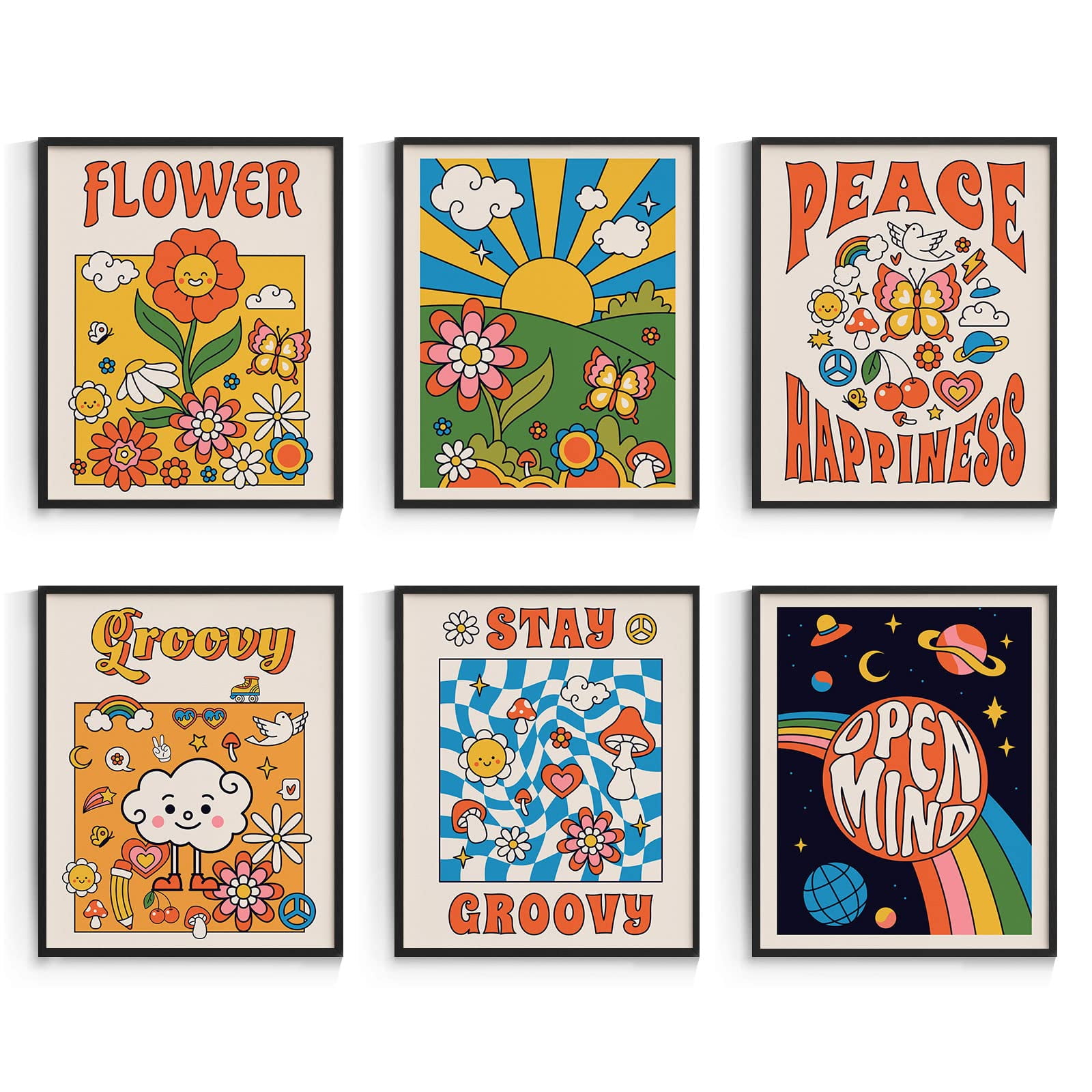 Hippie Room Decor, 70s Vintage Wall Art Poster, Hippie Flower Wall Art