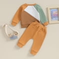thumbnail image 7 of Okbabeha Newborn Baby Boy Clothes Toddler Fall Winter Outfits Color Block Sweatshirt Elastic Waist Pants Casual Clothing, 7 of 7