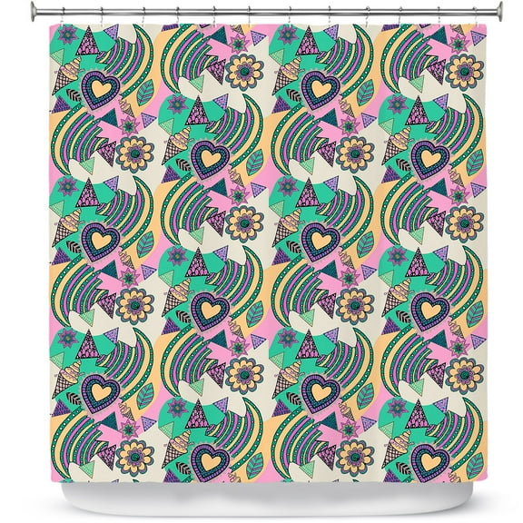 Shower Curtains 70" x 73" from DiaNoche Designs by Yasmin Dadabhoy - Popart Beige