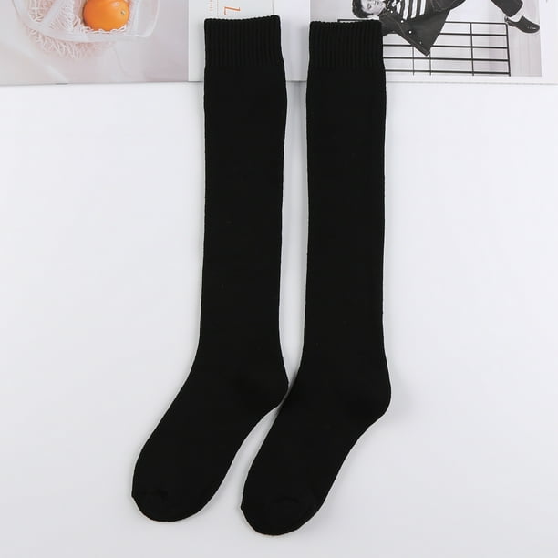 Calcetines de pantorrilla de otoño e invierno, calcetines de mujer jk, calcetines de pierna delgada, calcetines de algodón cálidos de color sólido, más calcetines de felpa acolchados de terciopelo