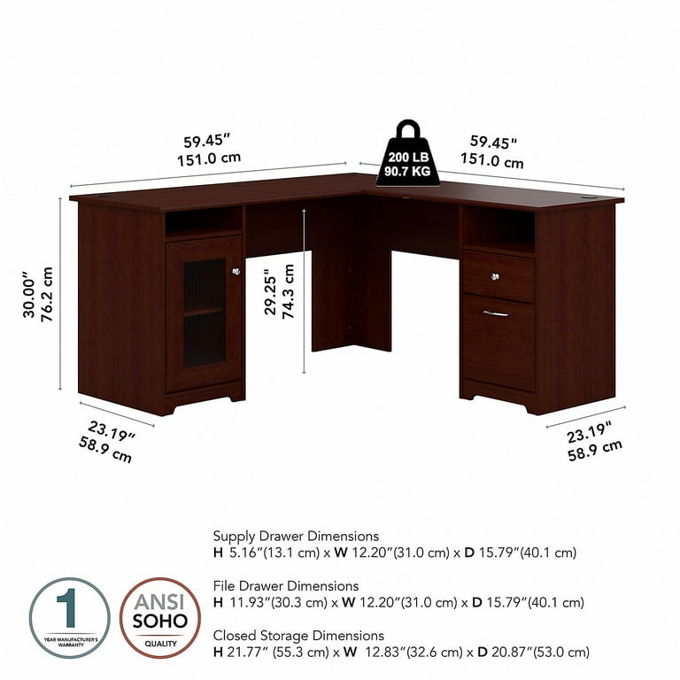Bush cabot l shaped desk deals