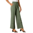 thumbnail image 4 of INSPIRE CHIC Women's Wide Leg Pants Drawsting Elastic High Waist Boho Palazzo Pant with Pockets L Army Green, 4 of 6