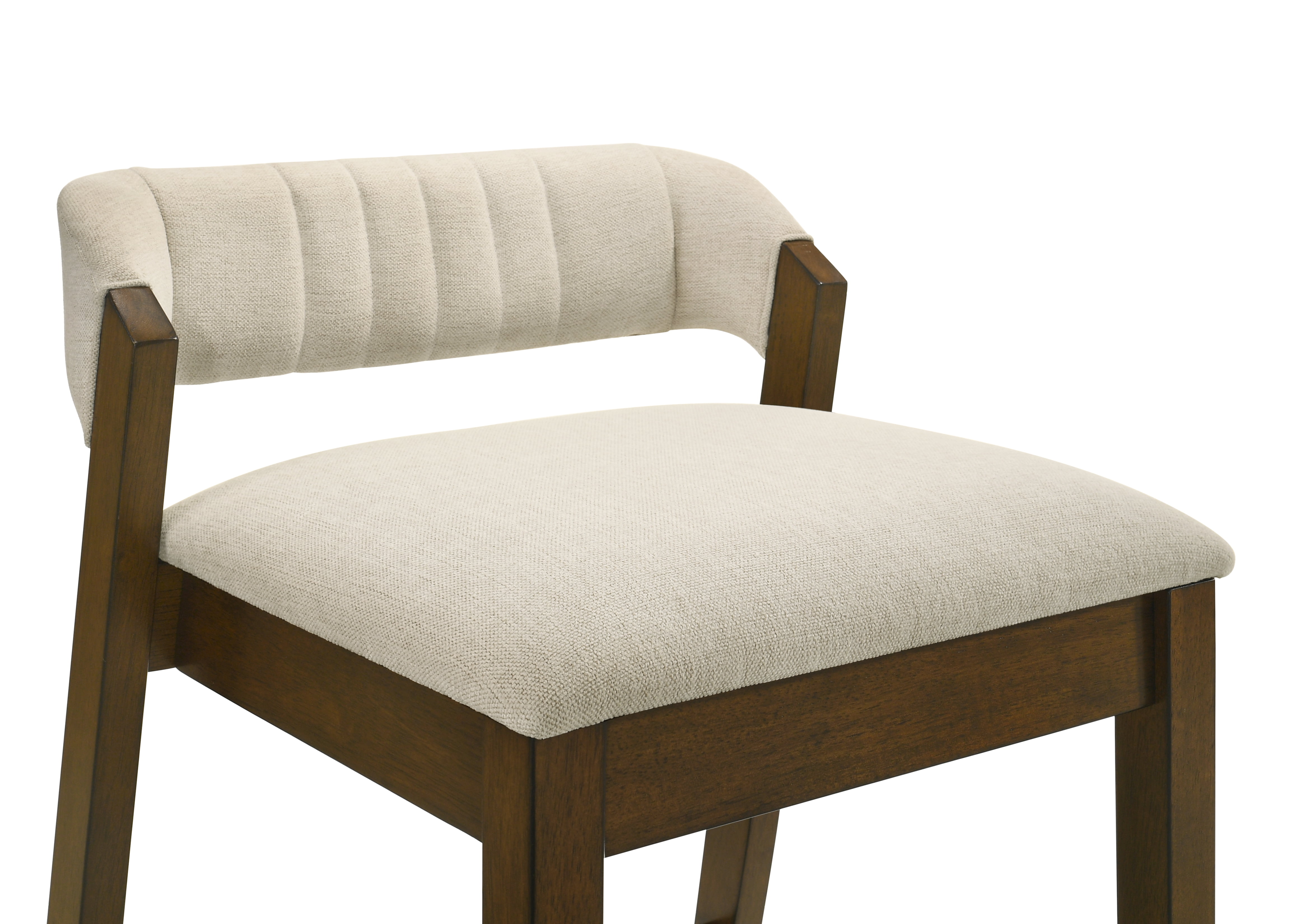 Landyn 30 in. Sepia Brown Bar Height Rubberwood Barstool with Ecru Fabric Seat - Set of 2