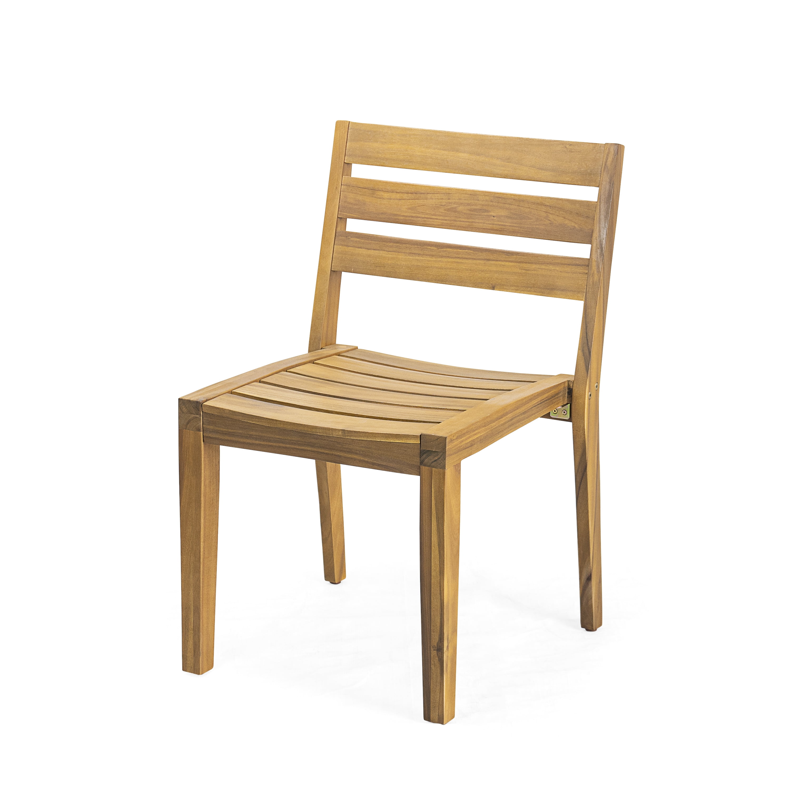 Dining Side Chair Set of 2, Outdoor Acacia Wood Teak Finish Chair for Patio Garden, Teak