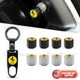 thumbnail image 2 of Car Wheels Tire Valve Dust Stem Air Cap Cover + Keychain Ring Ferrari Logo Sport, 2 of 6
