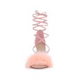 thumbnail image 6 of BLISSFUL STEP Women's Lace Up Heels Faux Fur Stiletto High Heel Sandals Pink 7, 6 of 7