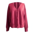 thumbnail image 3 of Ketyyh-chn99 Women's Cardigan Sweater Long Sleeve Solid Color Cardigan Blouse Hot Pink,XL, 3 of 5