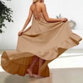 thumbnail image 2 of DGMIOCS Women's Backless Sleeveless Maxi Dress Oversized Duster Coat Style Long Dress with Spaghetti Straps for Everyday Versatile Wardrobe Khaki S, 2 of 7