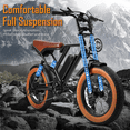 thumbnail image 5 of EGGKING Electric Bike for Adults,1000W 31MPH Moutain Ebike,48V 17.5AH Removable Battery 20" Fat Tire Electric Bicycle Full Suspension UL2849, Brown, 5 of 8