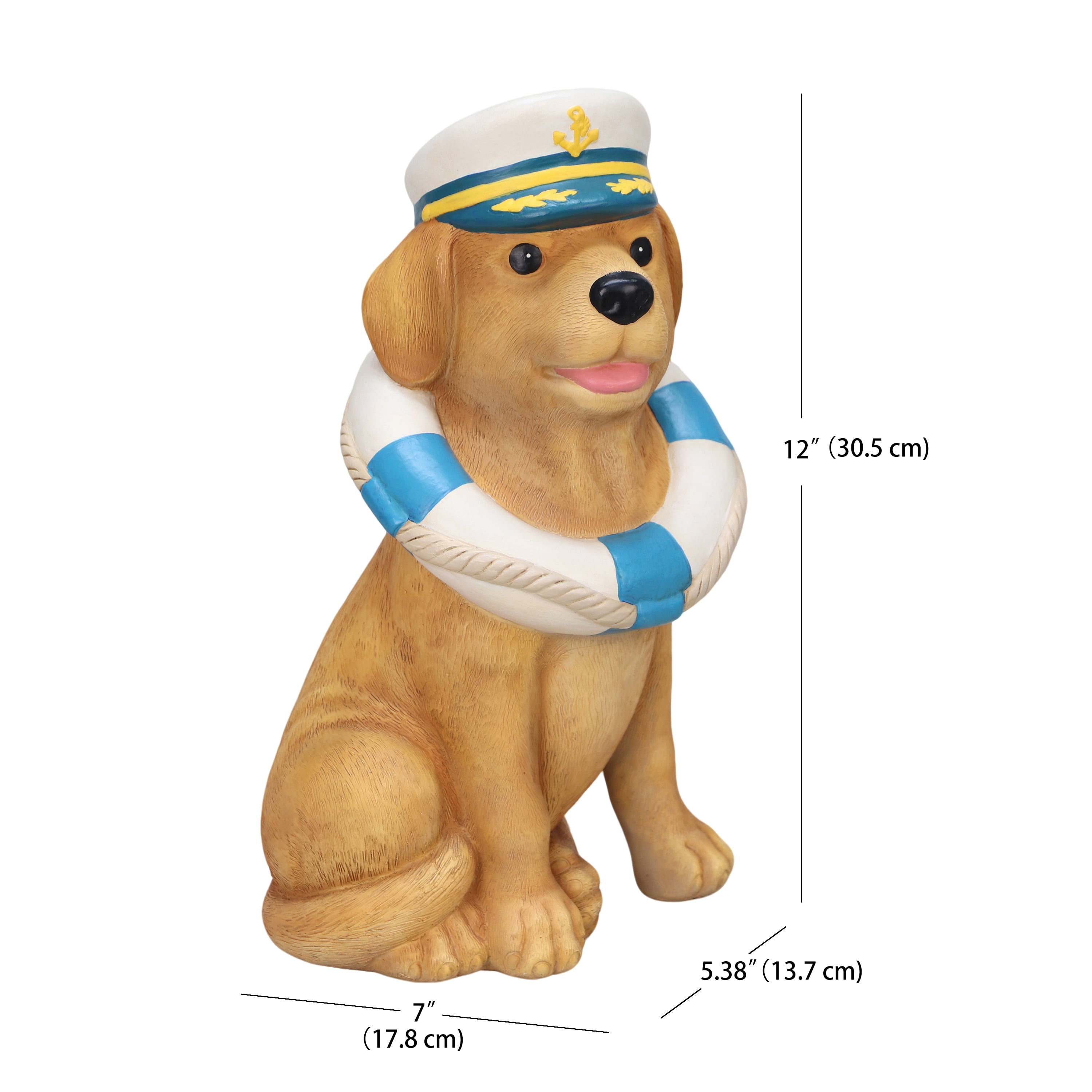 Mainstays Yellow Outdoor Captain Dog Statue 7" x 5.38" x 12"H