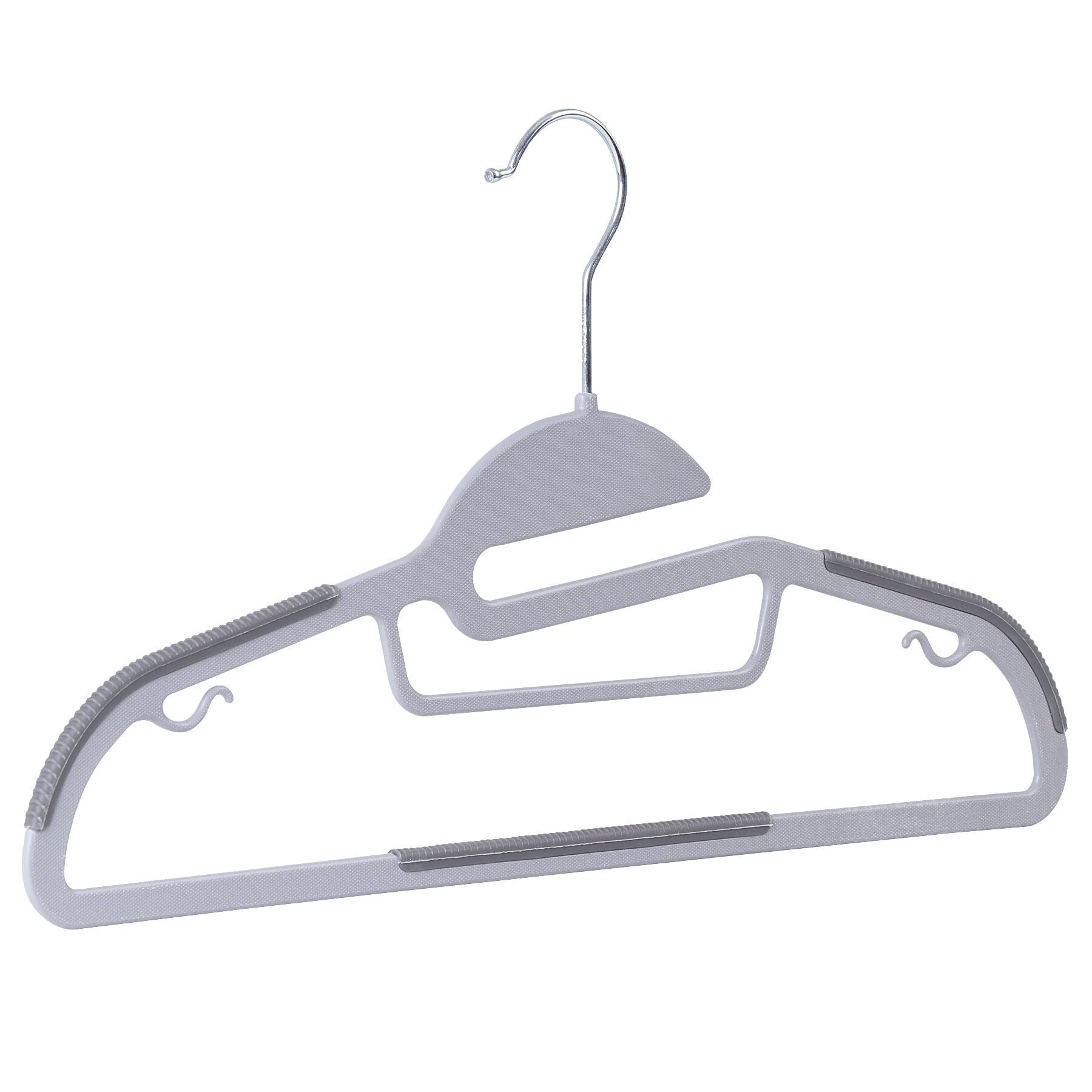 HomGarden 50 Pack Plastic Hangers Non-Slip Adult Clothes Hanger S-Shaped 360° Swivel Gray