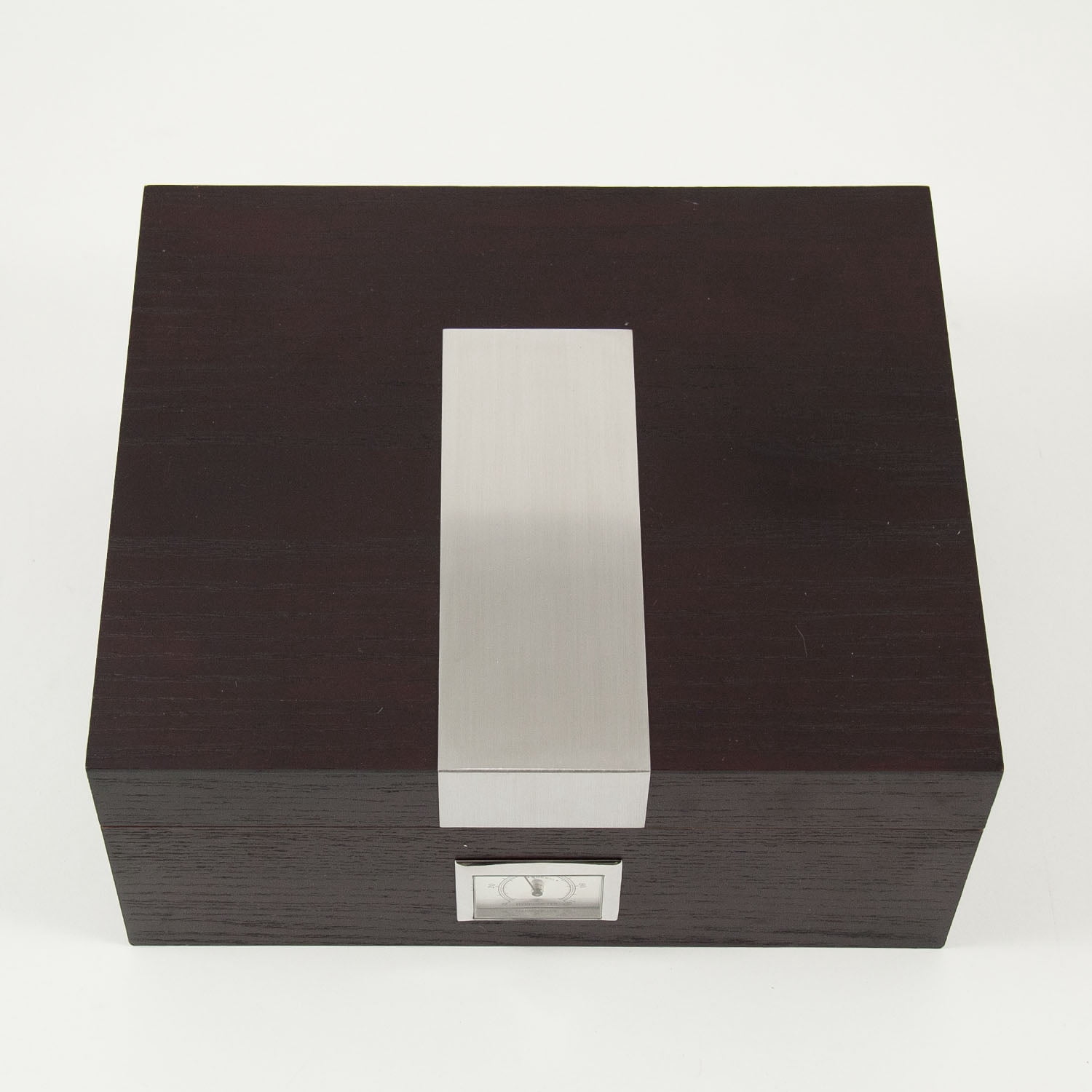 "Espresso" Wood Cigar Humidor with Spanish Cedar Lining. Holds Up To 50 Cigars and Includes a Humidistat, External Hygrometer and Stainless Steel Accents.