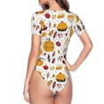 thumbnail image 4 of Balery Thanksgiving Women's Short Sleevee Crew Neck Bodysuit Tops Short Sleeve Tops Basic-X-Large, 4 of 9