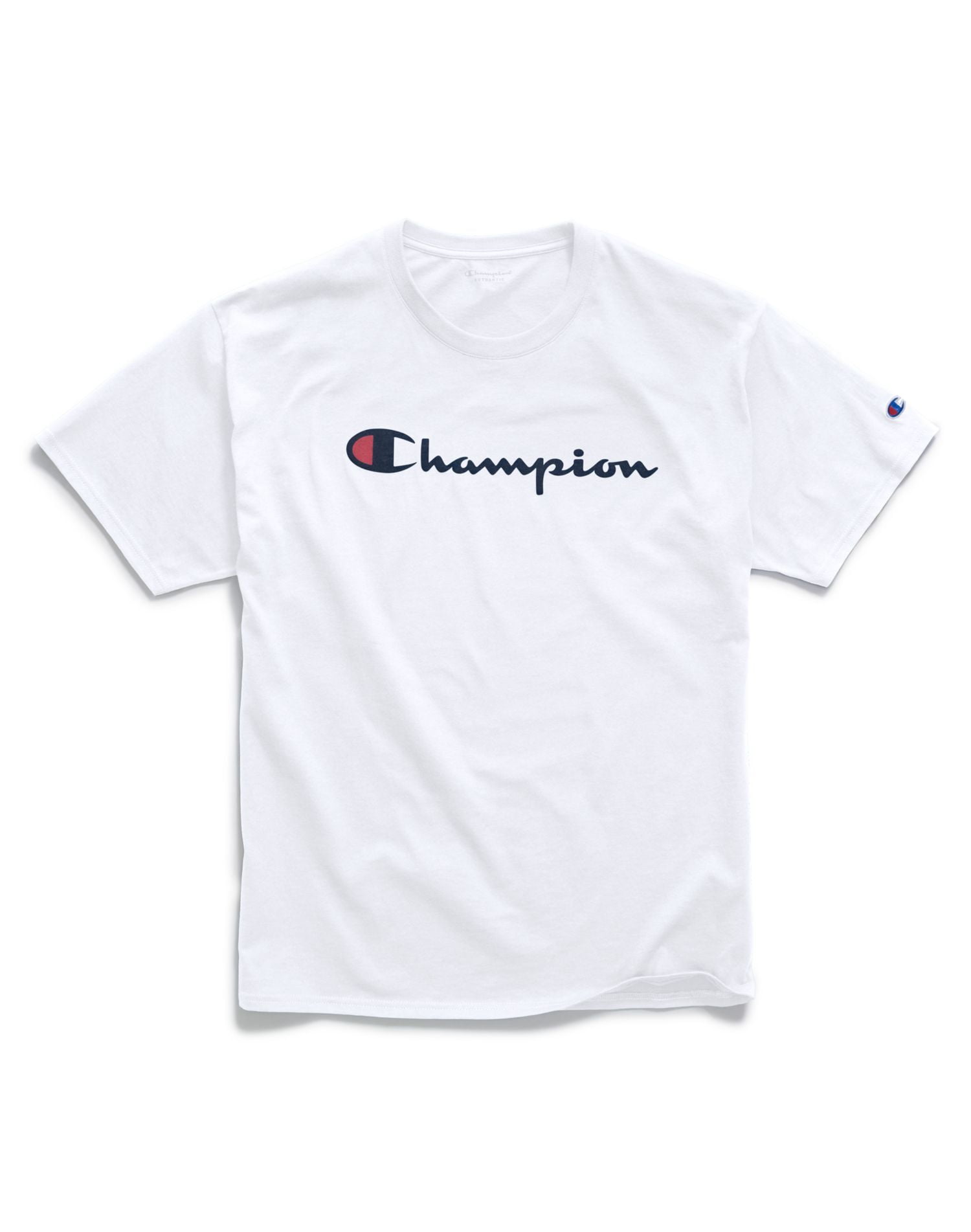 Champion Mens Classic Short-Sleeve Jersey Tee, XS, Script White ...