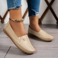 thumbnail image 2 of Women's Classic Loafers Leather Flowers Arch Support Flats Slip on Loafers No Heel Round Toe Wide Width Business Casual Working Shoes,Beige 41(US-8), 2 of 7