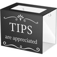 thumbnail image 1 of Vesici Acrylic Tips Jar for Money Tip Box Bucket 6 x 4 x 5 Inch Plastic Storage Container Donation Suggestion Raffle Cash Box for Bartender Bars Restaurants Musicians Driver(Black), 1 of 7