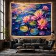 thumbnail image 6 of Vibrant Water Lilies on a Pond, Serene Impressionist Style for Art Lovers, Nature Inspired Decor, Birthday Gift Tapestry Wall Hanging for Bedroom and Living Room, 6 of 7