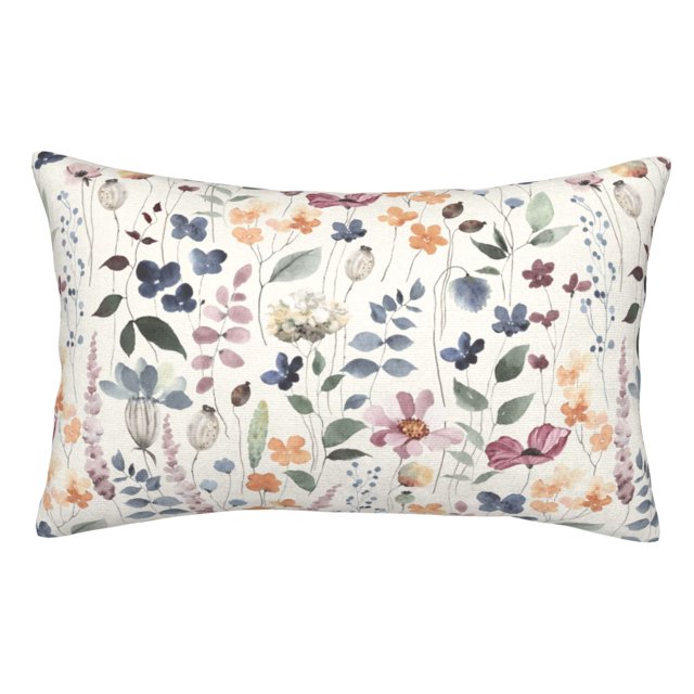 Fotbe Watercolor Floral Funda de Almohada Decorativa Estilo Occidental, Lujo en Algodón, Fundas para Almohadas King, Cojín Estampado para Decoración del Hogar-16"x24"