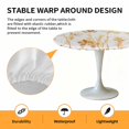 thumbnail image 6 of Watercolor Spring Yellow Flower Elastic Fitted Round Table Cover Floral Leaf Waterproof Outdoor Tablecloth for Holiday Party, Picnic, Patio & Dining Fits Tables Up to 45"-54", 6 of 8