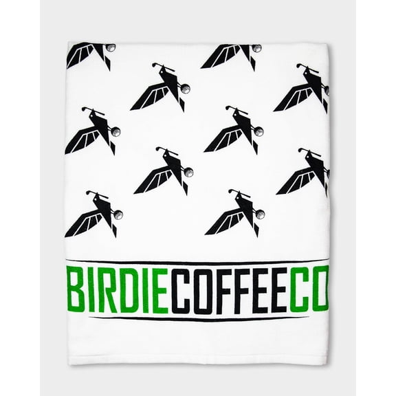 Tour Towel – Microfiber Golf Towel with Carabiner | Premium Waffle Weave for Maximum Absorption | Golf-Inspired Coffee Brand | Black/White Design | 16” x 40”