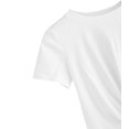 thumbnail image 3 of Haut Court d'Été pour Femme Uni à Manches Courtes, T-Shirt à devant Torsadé, Blanc, P, 3 of 5