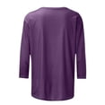 thumbnail image 3 of Womens 2026 3/4 Sleeve Tshirt Tops Solid Color Summer Spring Fashion Crewneck Blouse Tee Trendy Woman Clothing, 3 of 5