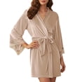 thumbnail image 1 of Lixiuxyad Soft Velvet Cozy Sleep Robe,Beige, 1 of 6